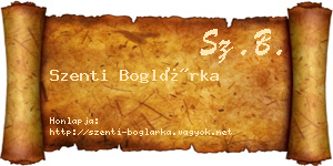 Szenti Boglárka névjegykártya